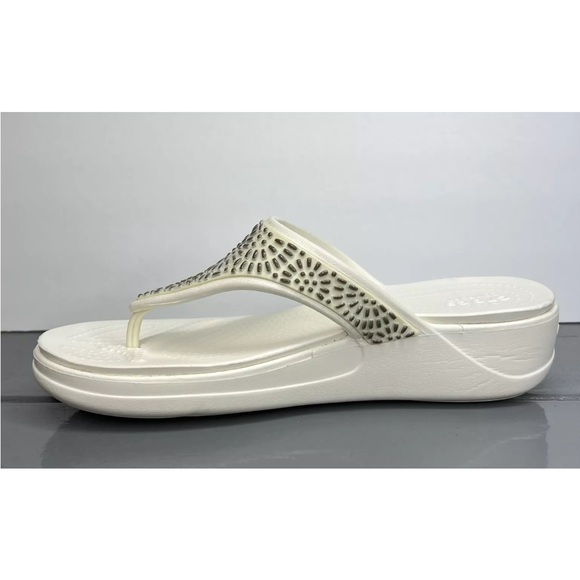 CROCS Monterey Diamanté Sandals Womens Sz 10 206343 White Excellent Condition - Picture 6 of 12